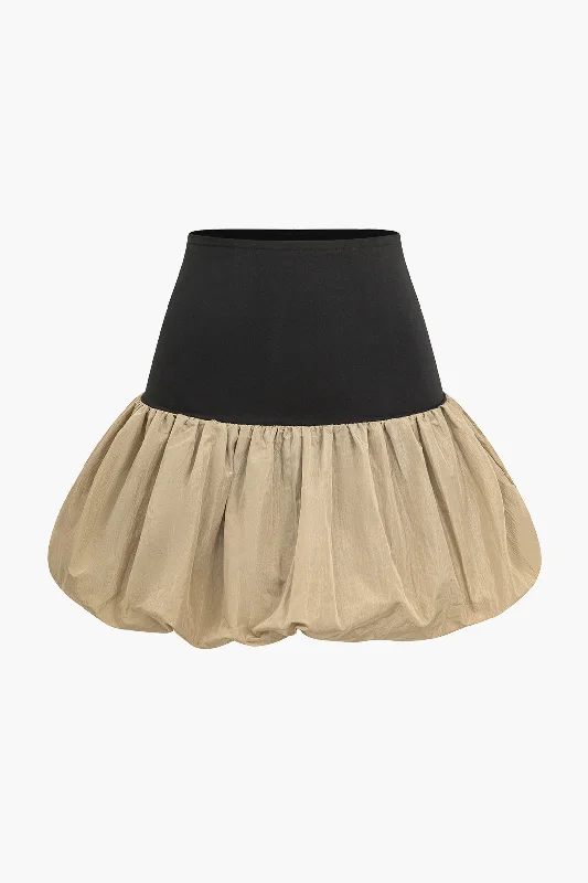 Patchwork Puff Mini Skirt