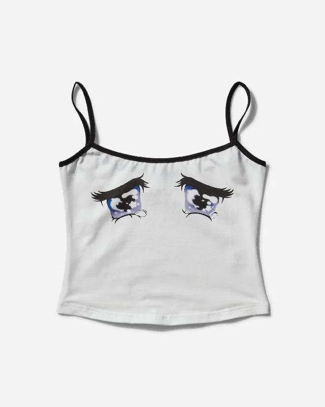 Women's "No Cry" Crying Eyes Printed Camisole White