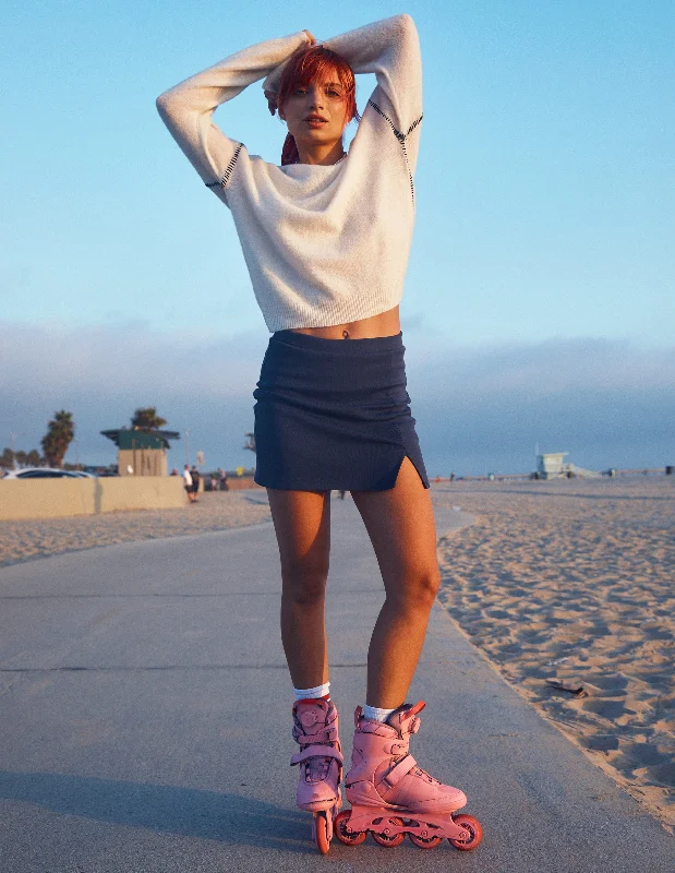 Sundry High Waist Mini Skort in Navy