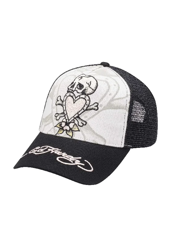 Unisex Death Before Twill Front Mesh Trucker - White/Black