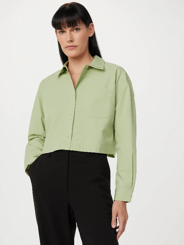 The Cropped Poplin Shirt in Jade Green