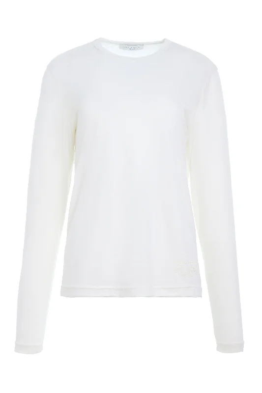 Combe Long Sleeve T-Shirt in Ivory Cashmere Jersey