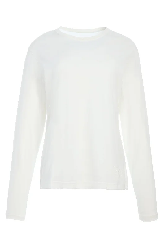 Combe Long Sleeve T-Shirt in White Fine Cotton Jersey