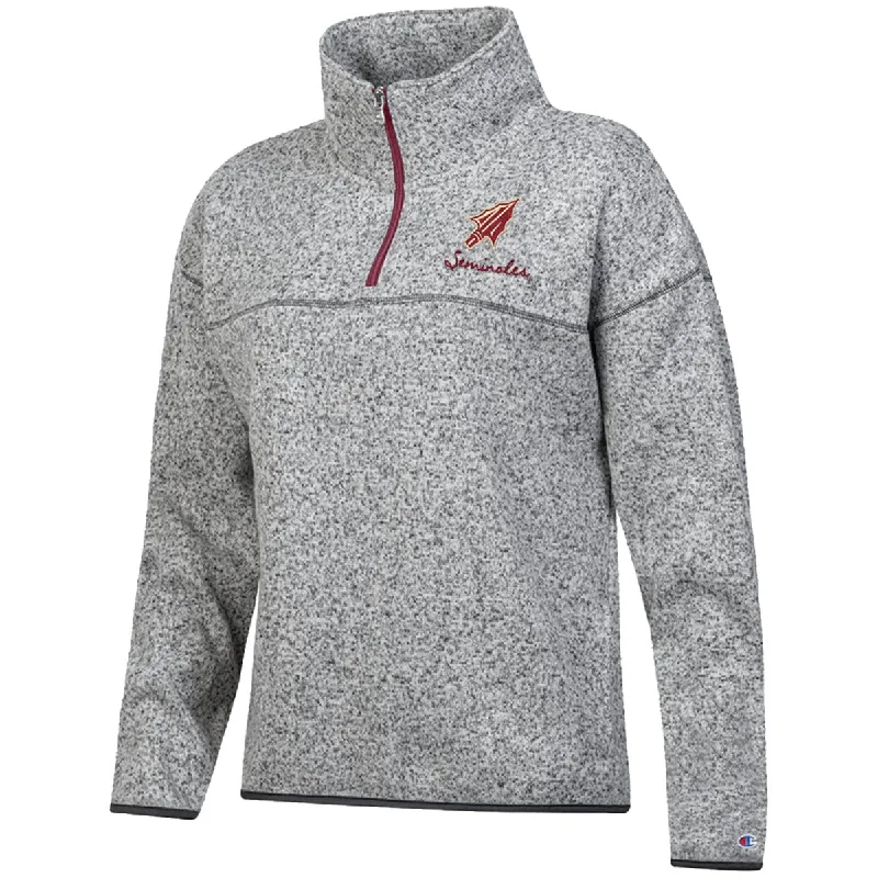 Champion's Women's Arrowhead/Seminoles Design Artic Fleece 1/4 Zip - Granite