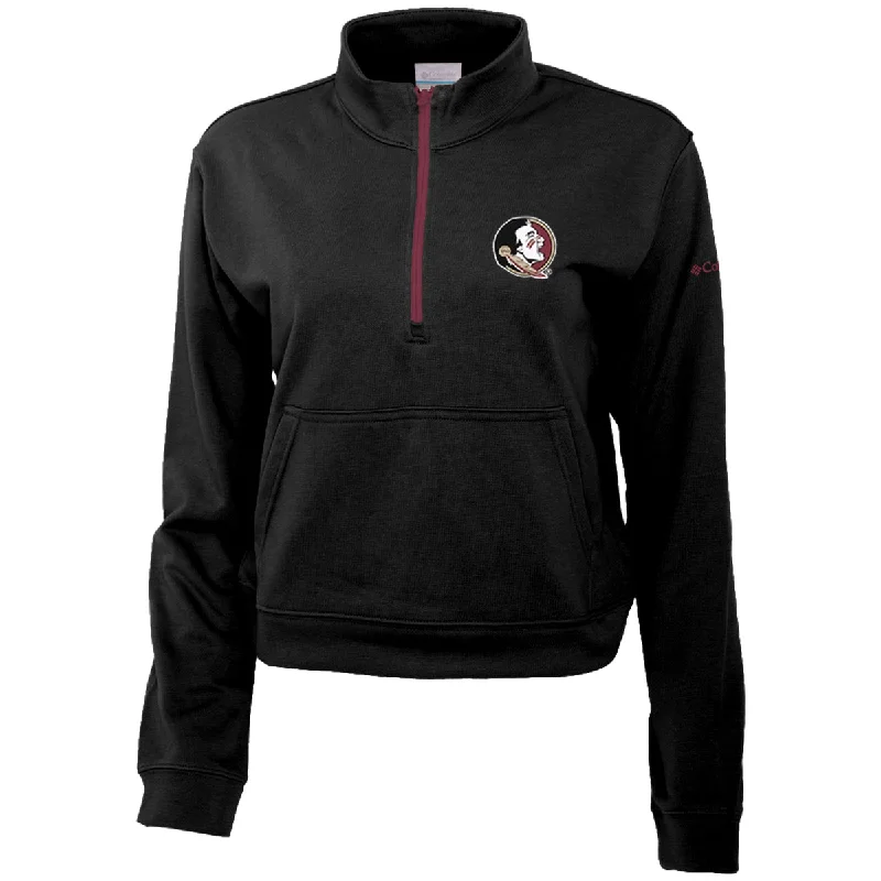 Columbia Women's Seminole Logo Trek French Terry 1/2 Zip Fleece - Black