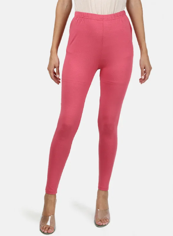 Womens Pink Plain Legging