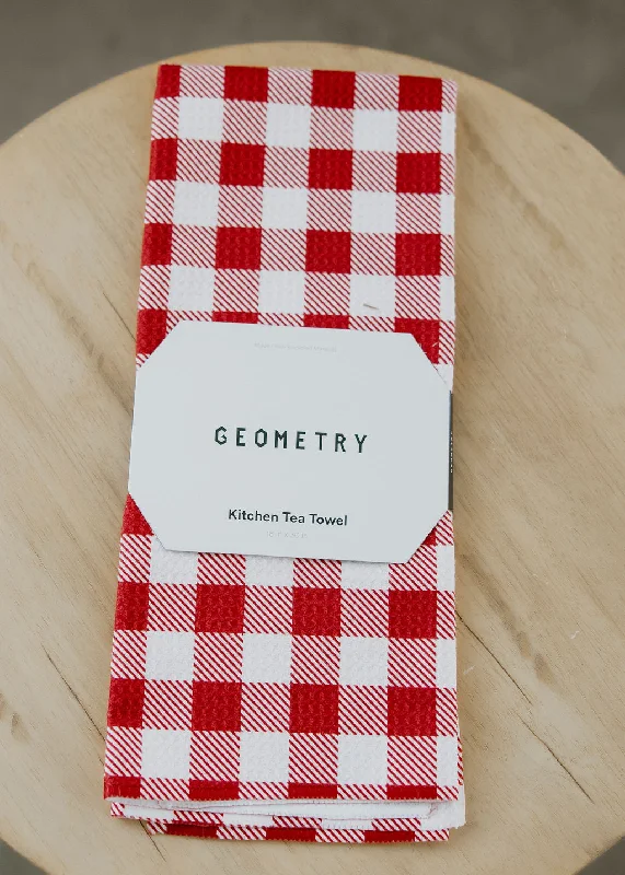 Christmas Gingham Red Tea Towel