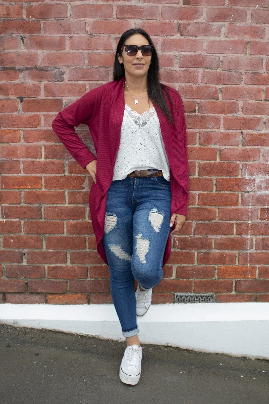 Wine - Lightweight Kimono Cardi