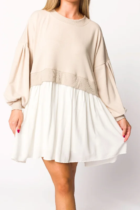 Janie Mini Dress in Seashell/Off White