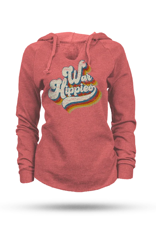 War Hippies Retro - Lightweight Women's V-Neck Hoodie