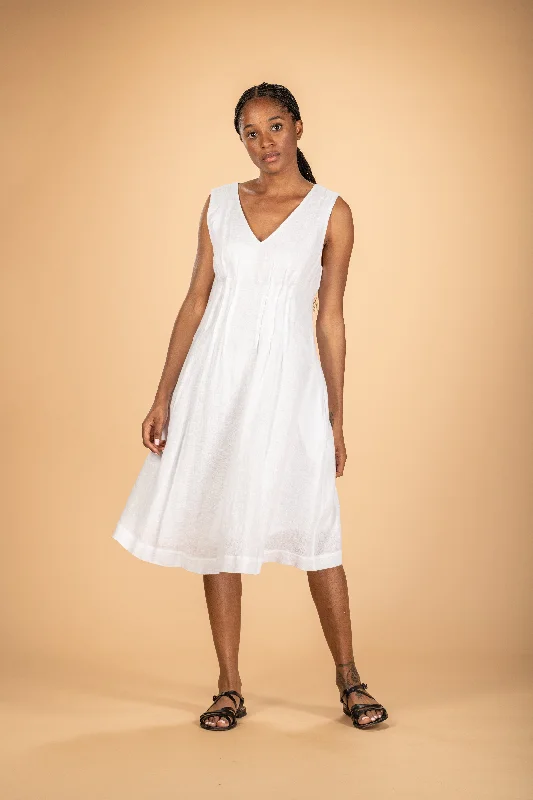 ZE2403R Berengere Linen Dress - White