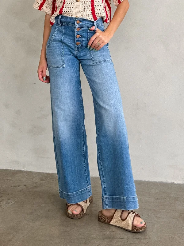 Camille Button Wide Leg Jeans