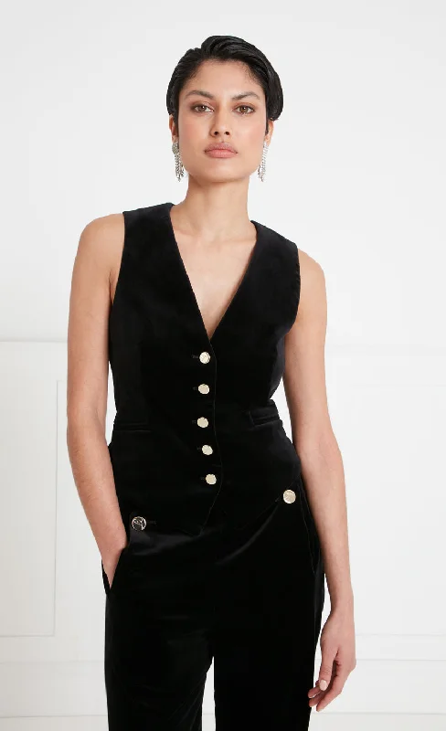 Clove Velvet Waistcoat - Black