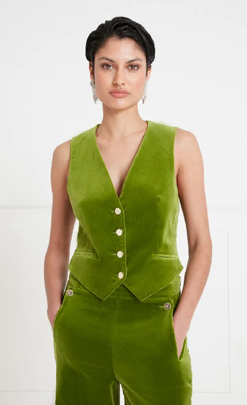 Clove Velvet Waistcoat - Chartreuse