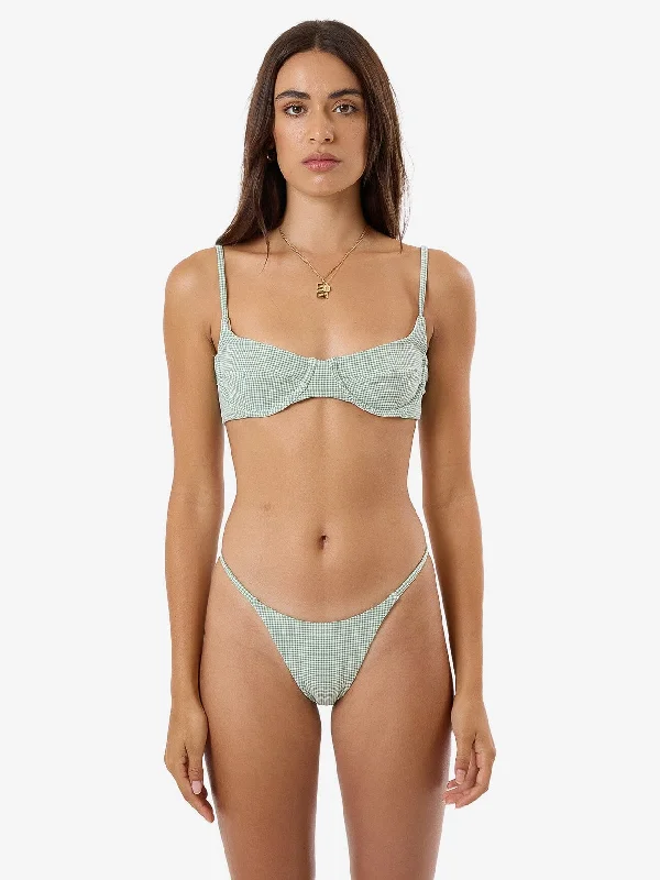 Lou Gingham Underwire Bikini Top - Elm Green