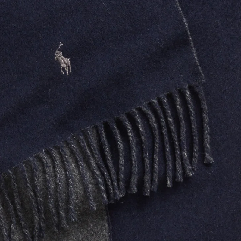 Polo Ralph Lauren - Reversible Wool Blend Scarf - Navy & Charcoal