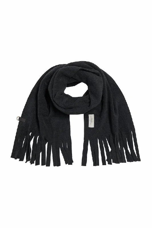 SCARF W/ FRINGES - 4107 - SOFT BLACK