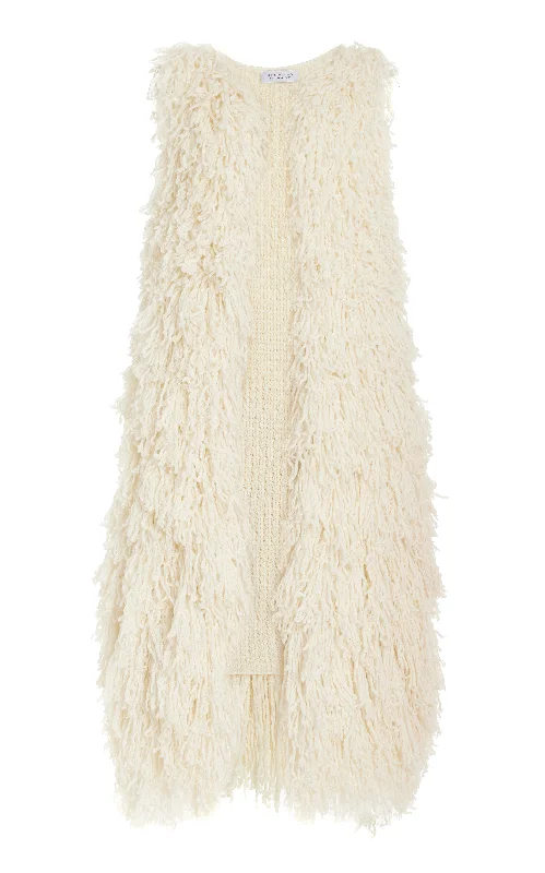 Sigmud Knit Gilet in Ivory Virgin Wool Cashmere Silk