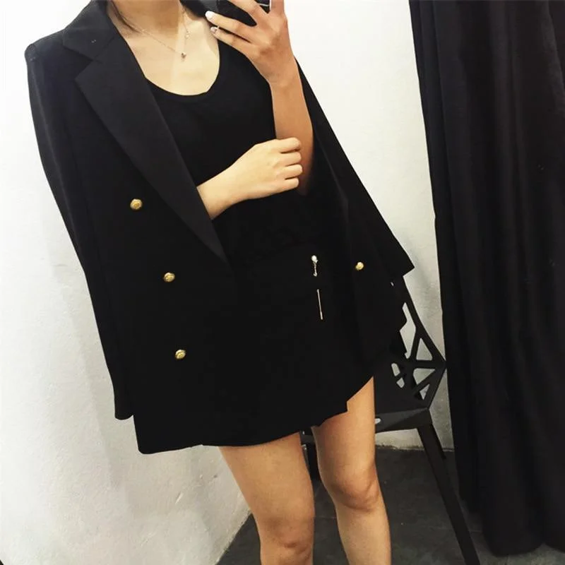 Trendy Gold Buttons Blazer For Women