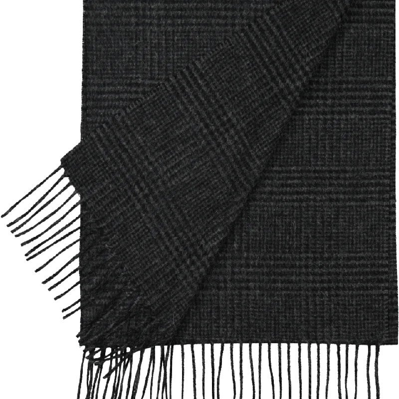 Unisex Wool Scarf - Webb Check - Charcoal & Black