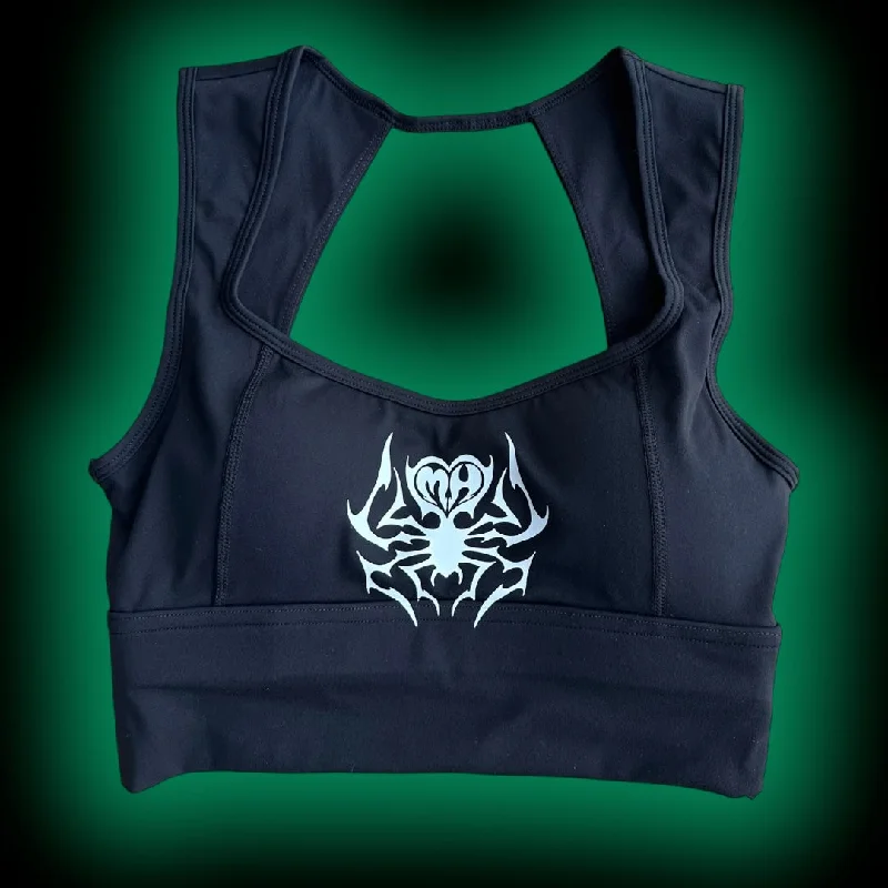 IRON VENOM-BLACK OPEN BACK BRA